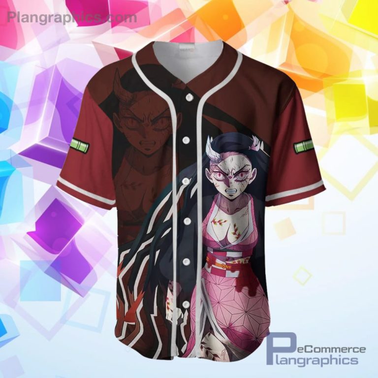 Nezuko Demon Form Baseball Jersey Shirt Kimetsu Anime AOP Clothes