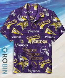 Minnesota Vikings Football Short Sleeve Button Down Hawaiian Shirt
