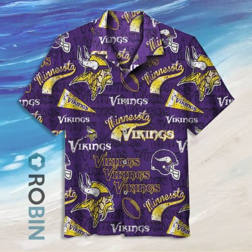 Minnesota Vikings Football Short Sleeve Button Down Hawaiian Shirt ...