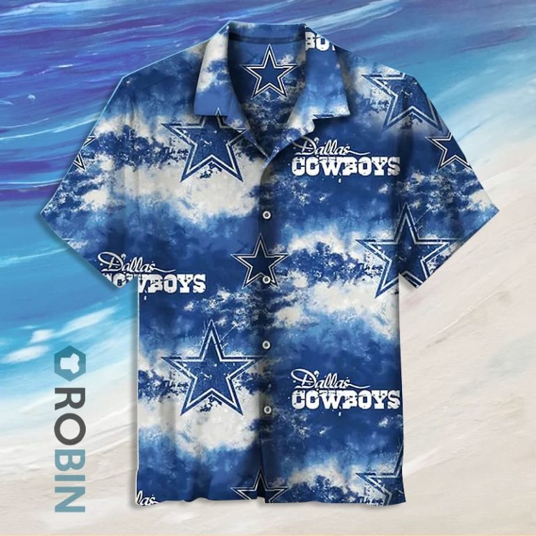 Nfl Dallas Cowboys Hawaiian Beach Print Aloha Shirt