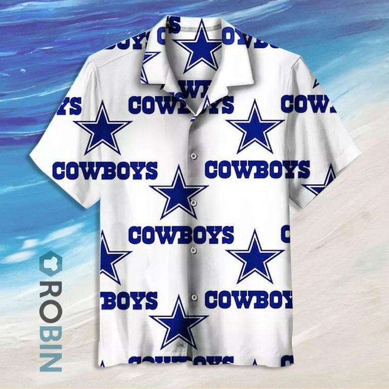 Nfl Dallas Cowboys Hawaiian Tropical Print Short Sleeve Shirt