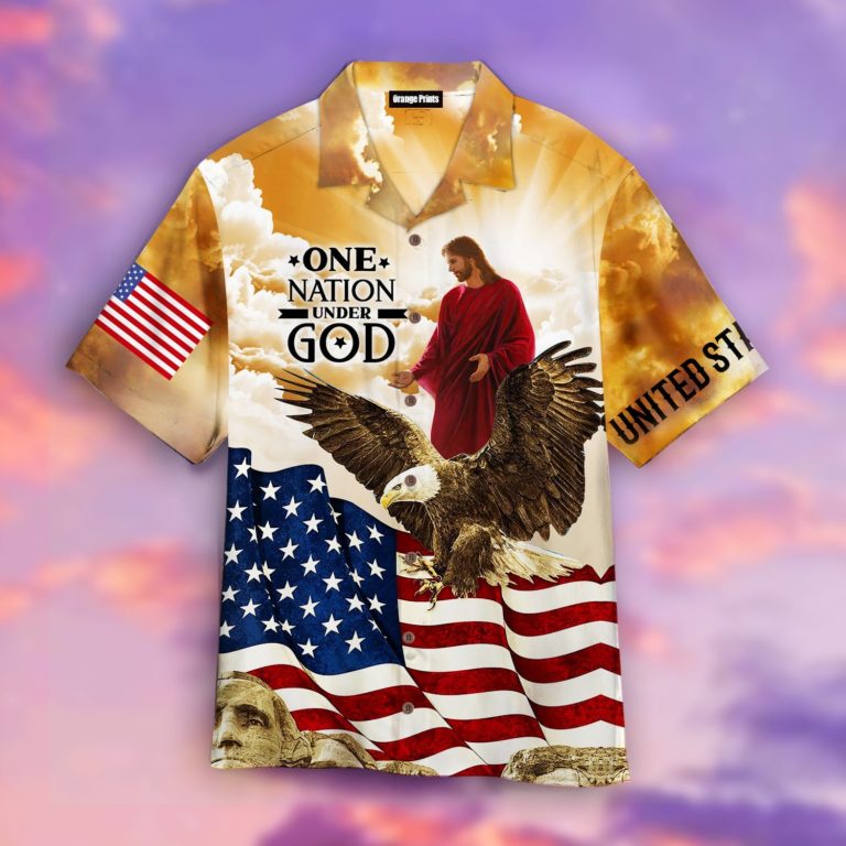 One Nation Under God Jesus Us Flag Aloha Shirts