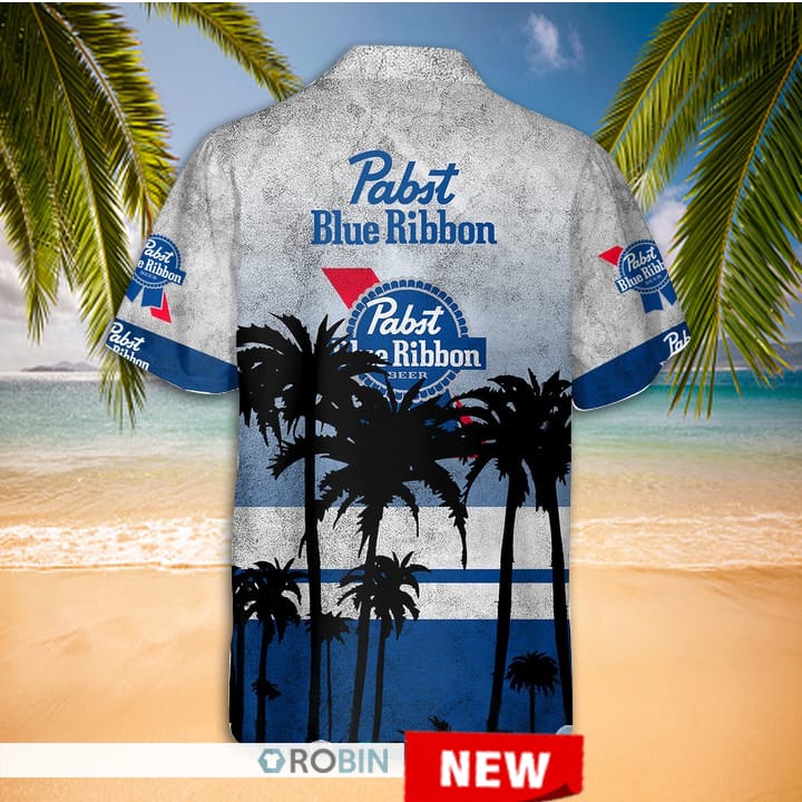 Pabst Blue Ribbon Palm Tree Hawaiian Shirt - RobinPlaceFabrics