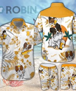 Papillon & Beer Hawaiian Shirt & Shorts Set