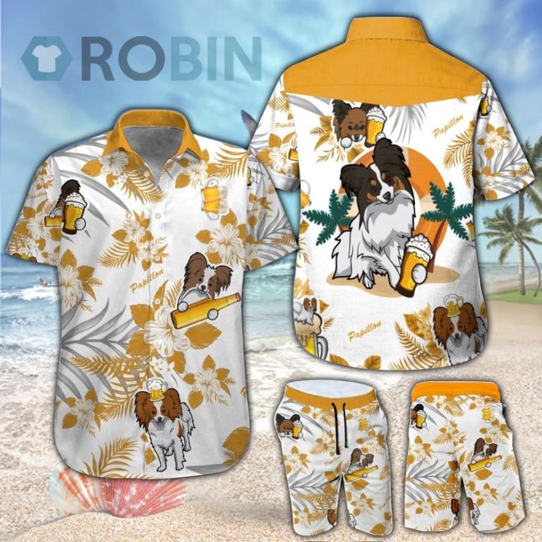 Papillon & Beer Hawaiian Shirt & Shorts Set