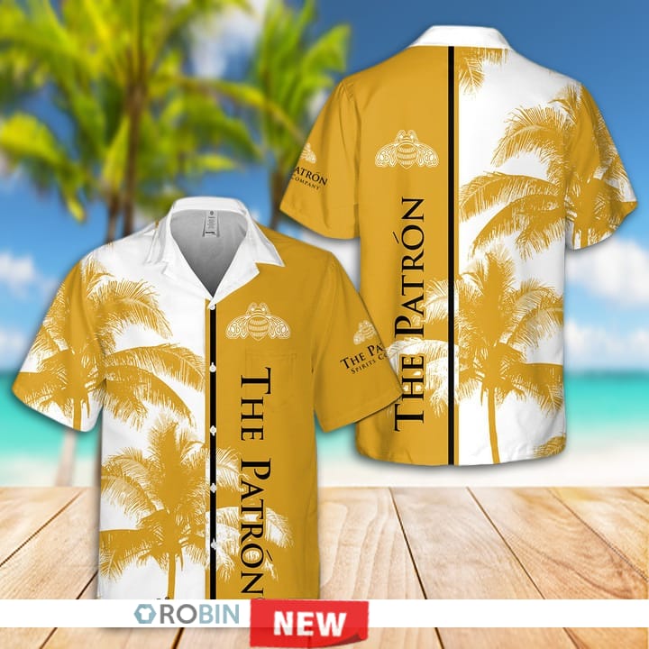 Patron Tequila Palm Tree Hawaiian Shirt - RobinPlaceFabrics