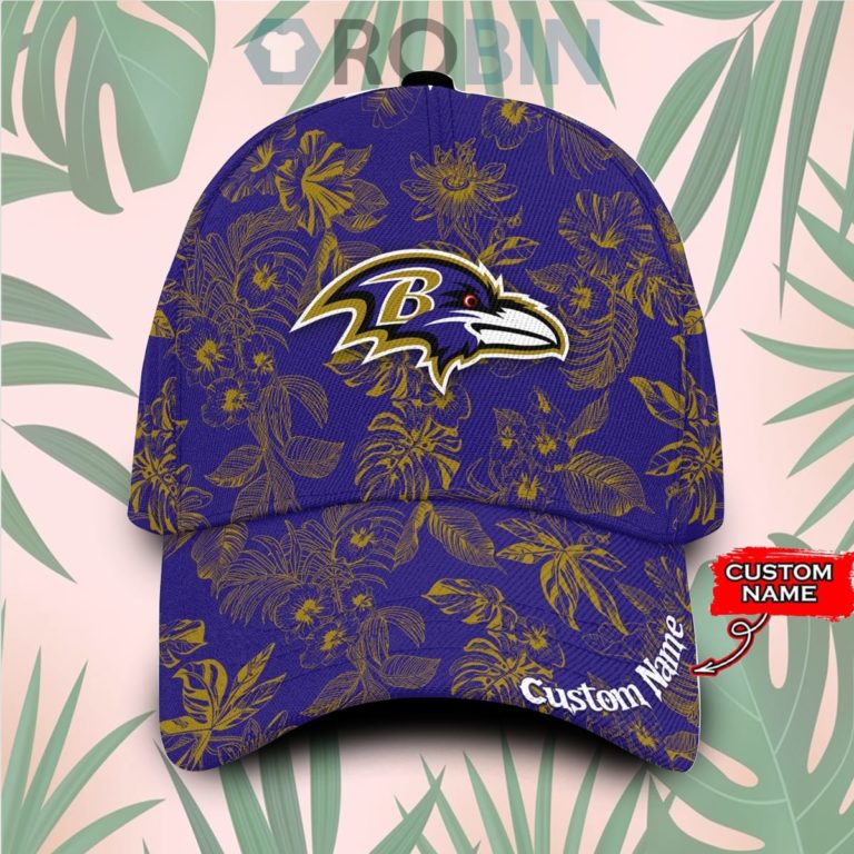 Personalized Baltimore Ravens Tropical Hawaiian Classic Baseball Cap Hat