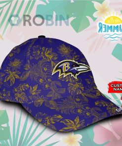 Personalized Baltimore Ravens Tropical Hawaiian Classic Baseball Cap Hat