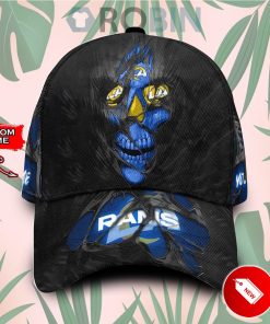 Personalized  Los Angeles Rams Skull Torn Fabric Classic Baseball Cap Hat