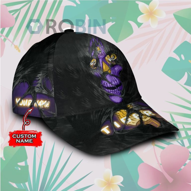 Personalized  LSU Tigers Skull Torn Fabric Classic Baseball Cap Hat