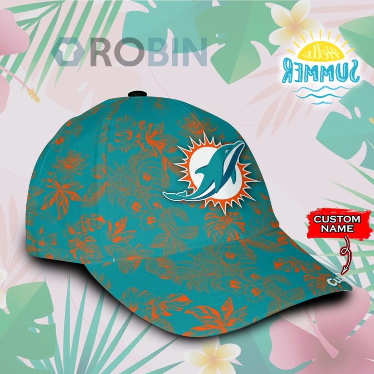 Personalized  Miami Dolphins Tropical Hawaiian Classic Baseball Cap Hat