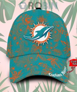 Personalized  Miami Dolphins Tropical Hawaiian Classic Baseball Cap Hat