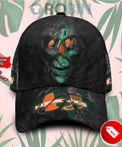 Personalized  Miami Hurricanes Skull Torn Fabric Classic Baseball Cap Hat