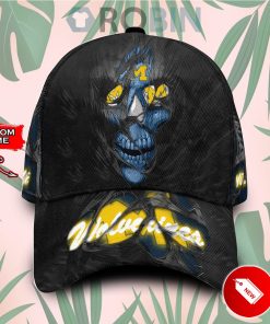 Personalized  Michigan Wolverines Skull Torn Fabric Classic Baseball Cap Hat