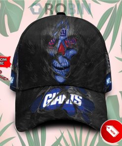 Personalized  New York Giants Skull Torn Fabric Classic Baseball Cap Hat