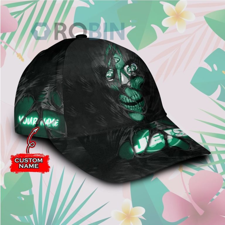 Personalized  New York Jets Skull Torn Fabric Classic Baseball Cap Hat