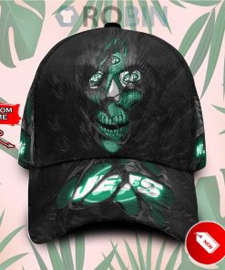 Personalized  New York Jets Skull Torn Fabric Classic Baseball Cap Hat