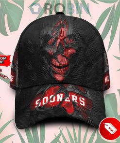 Personalized  Oklahoma Sooners Skull Torn Fabric Classic Baseball Cap Hat