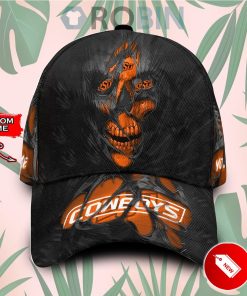 Personalized  Oklahoma State Cowboys Skull Torn Fabric Classic Baseball Cap Hat