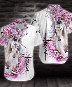 Pink Horse Jesus Aloha Shirts