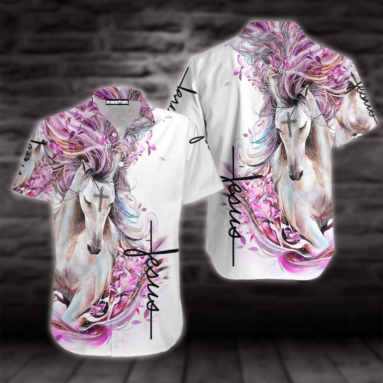 Pink Horse Jesus Aloha Shirts