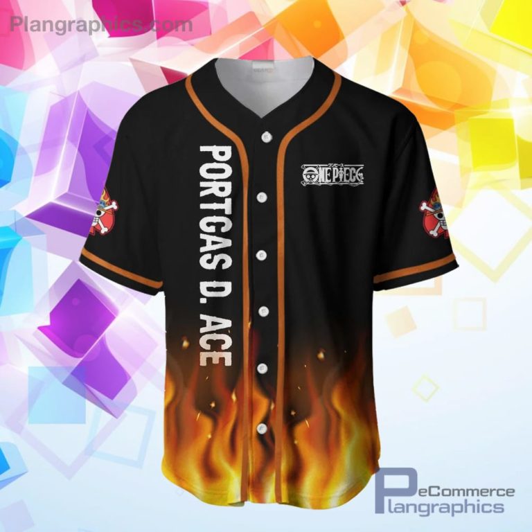 Portgas D Ace Baseball Jersey Shirt OP Anime Merch Clothes