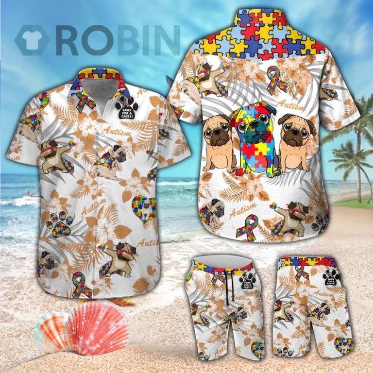 Pug Autism Hawaiian Shirt & Shorts Set
