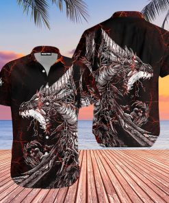 Red Black Tattoo Dragon Aloha Shirts