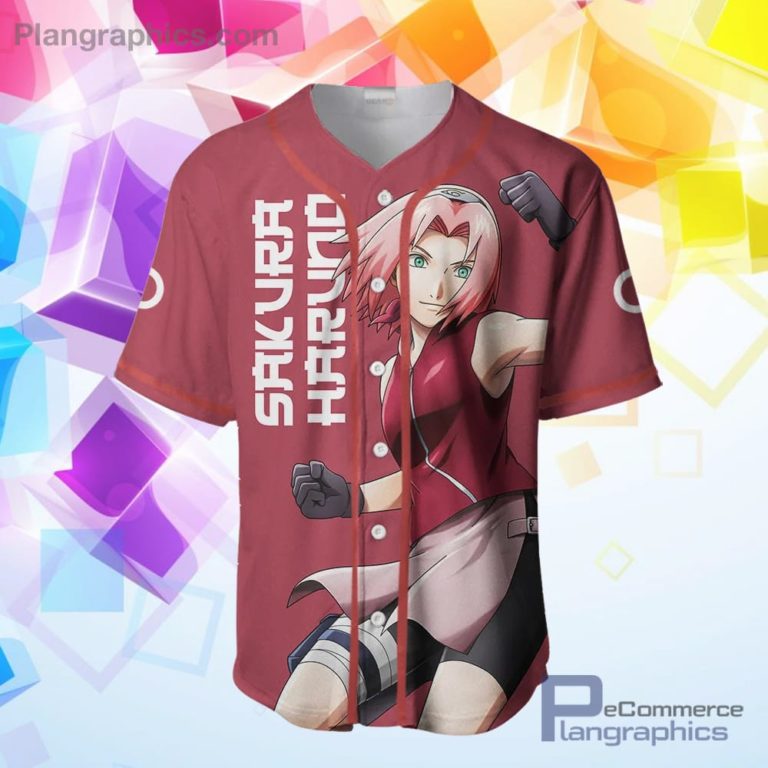 Sakura Haruno Baseball Jersey Shirt Naruto Anime Merch Clothes