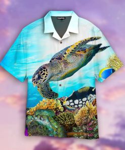 Sea Turtle With Friend Ocean Aloha Shirts