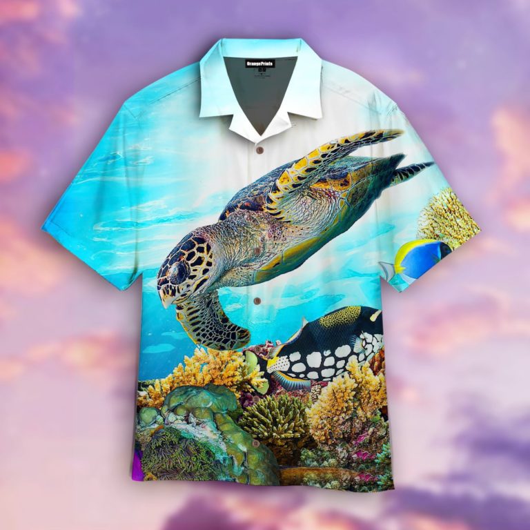 Sea Turtle With Friend Ocean Aloha Shirts