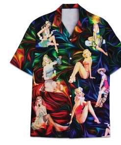 Sexy Girls Retro Colorful Pattern Short Tall Aloha Shirts