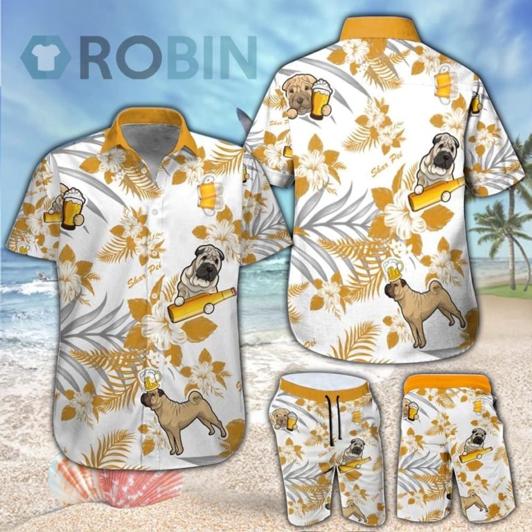 Shar Pei & Beer Hawaiian Shirt & Shorts Set