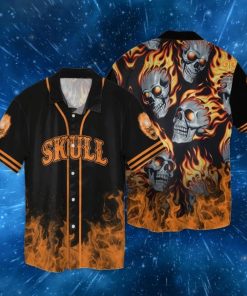 Skull Firefighter Casual Button Down Hawaiian Shirt