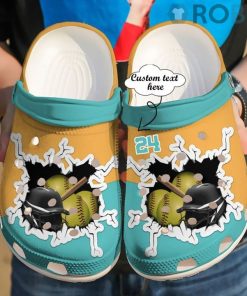 Softball Personalized Colourful Crack Crocs Crocband Clog