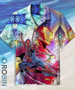 Spiderman & Iron Man Hawaiian Shirt Spiderman & Iron Man Hawaiian Shirt