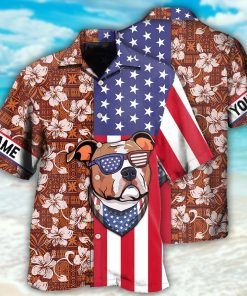 Staffordshire Bull Terrier America Tropical Floral Style Casual Button Down Short Sleeve Button Shirt Staffordshire Bull Terrier America Tropical Floral Style Casual Button Down Short Sleeve Button Shirt