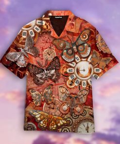 Steampunk Butterfly Casual Button Down Short Sleeve Button Shirt Steampunk Butterfly Casual Button Down Short Sleeve Button Shirt