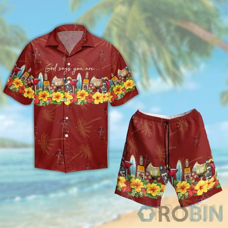Summer Captain Morgan Button Shirt And Shorts Set