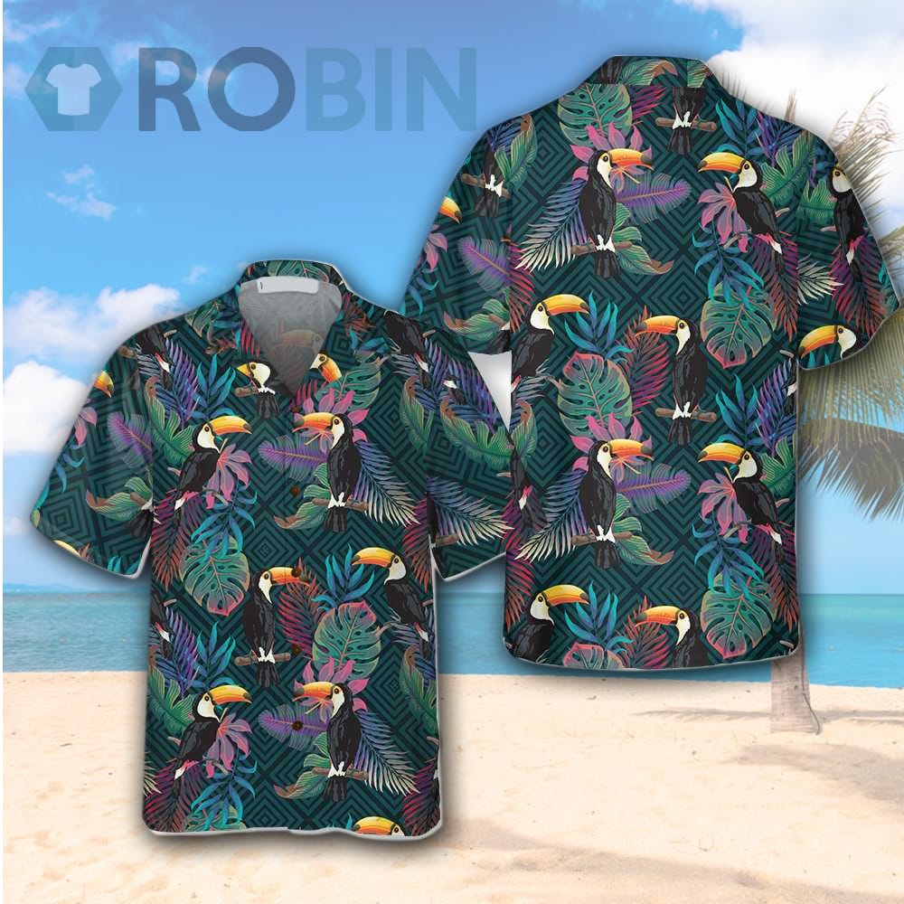 Summer Exotic Pattern With Toucan Bird Hawaiian Shirt - RobinPlaceFabrics