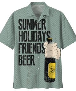 Summer Holidays Friends Beer Casual Button Down Short Sleeve Button Shirt