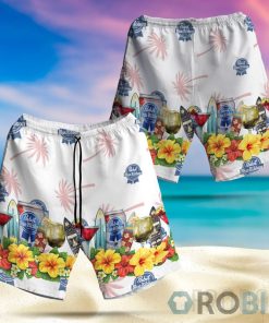 Summer Pabst Blue Ribbon Button Shirt And Shorts Set