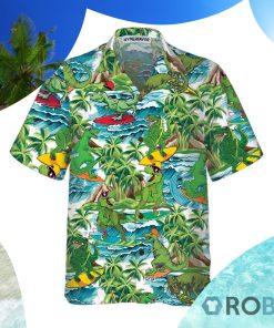 Surfing Dinosaur Hawaiian Shirt