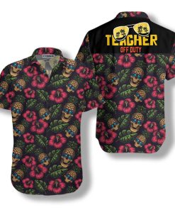 Teacher Off Duty Casual Button Down Short Sleeve Button Shirt