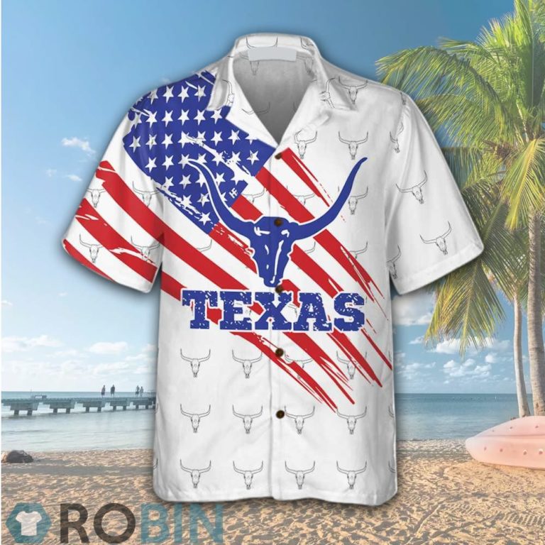 Texas Flag Longhorn Pattern Hawaiian Shirt