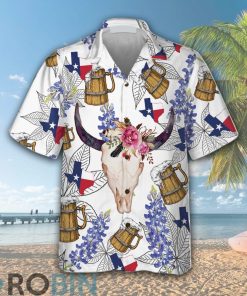 Texas Longhorn Bluebonnet Art Hawaiian Shirt