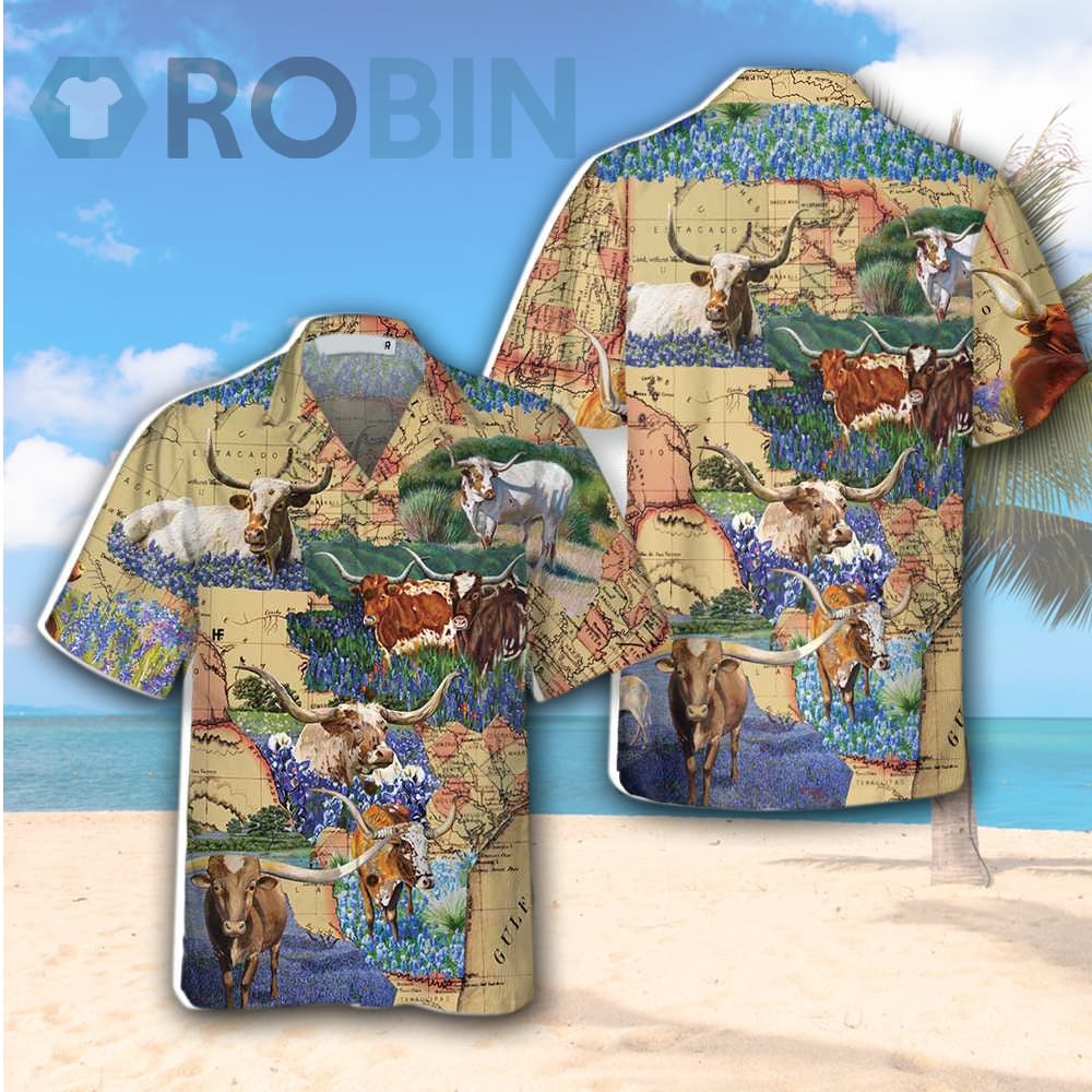 Texas Longhorn Hawaiian Shirt - RobinPlaceFabrics