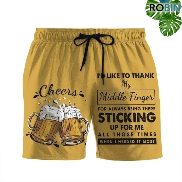 Thank My Middle Finger Beach Shorts Swim Trunks