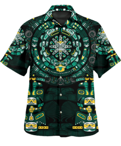 The Mayan Calendar Northwest Pacific Native American Casual Button Down Short Sleeve Button Shirt The Mayan Calendar Northwest Pacific Native American Casual Button Down Short Sleeve Button Shirt