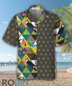 Toucan Asanoha Isometric Pattern Hawaiian Shirt Toucan Asanoha Isometric Pattern Hawaiian Shirt